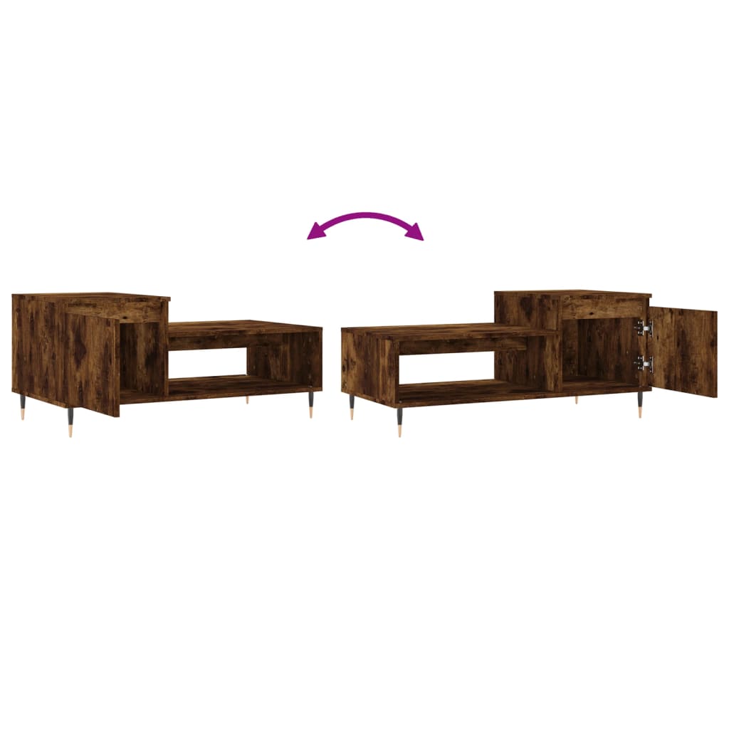 Salontafel 100x50x45 cm bewerkt hout gerookt eikenkleurig