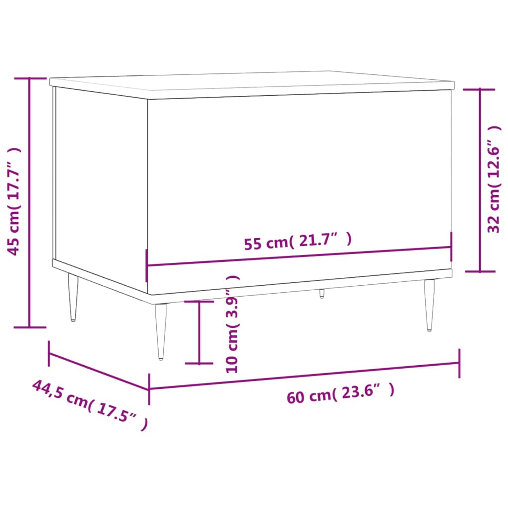 Couchtisch 60x44,5x45 cm verarbeitetes Holz schwarz