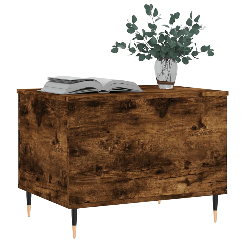 Couchtisch 60x44,5x45 cm verarbeitetes Holz in geräucherter Eichenfarbe