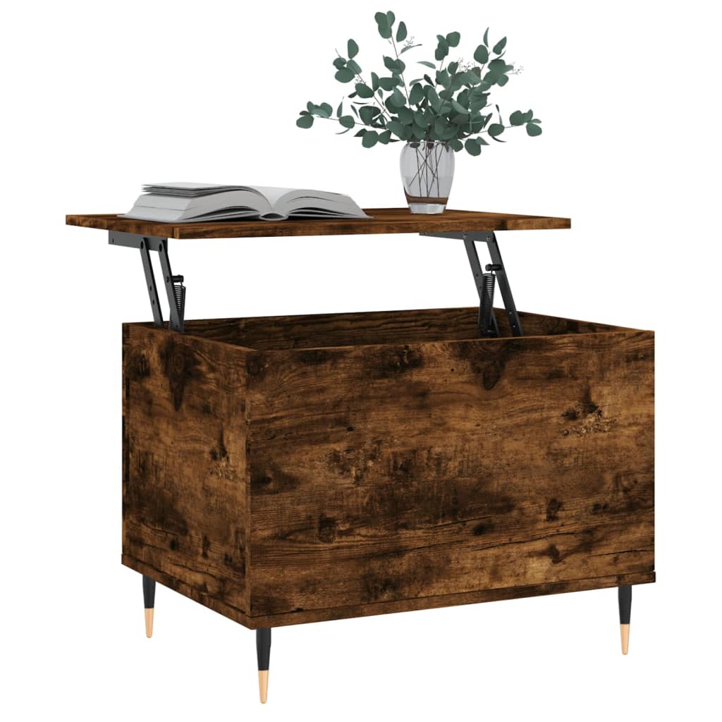 Couchtisch 60x44,5x45 cm verarbeitetes Holz in geräucherter Eichenfarbe