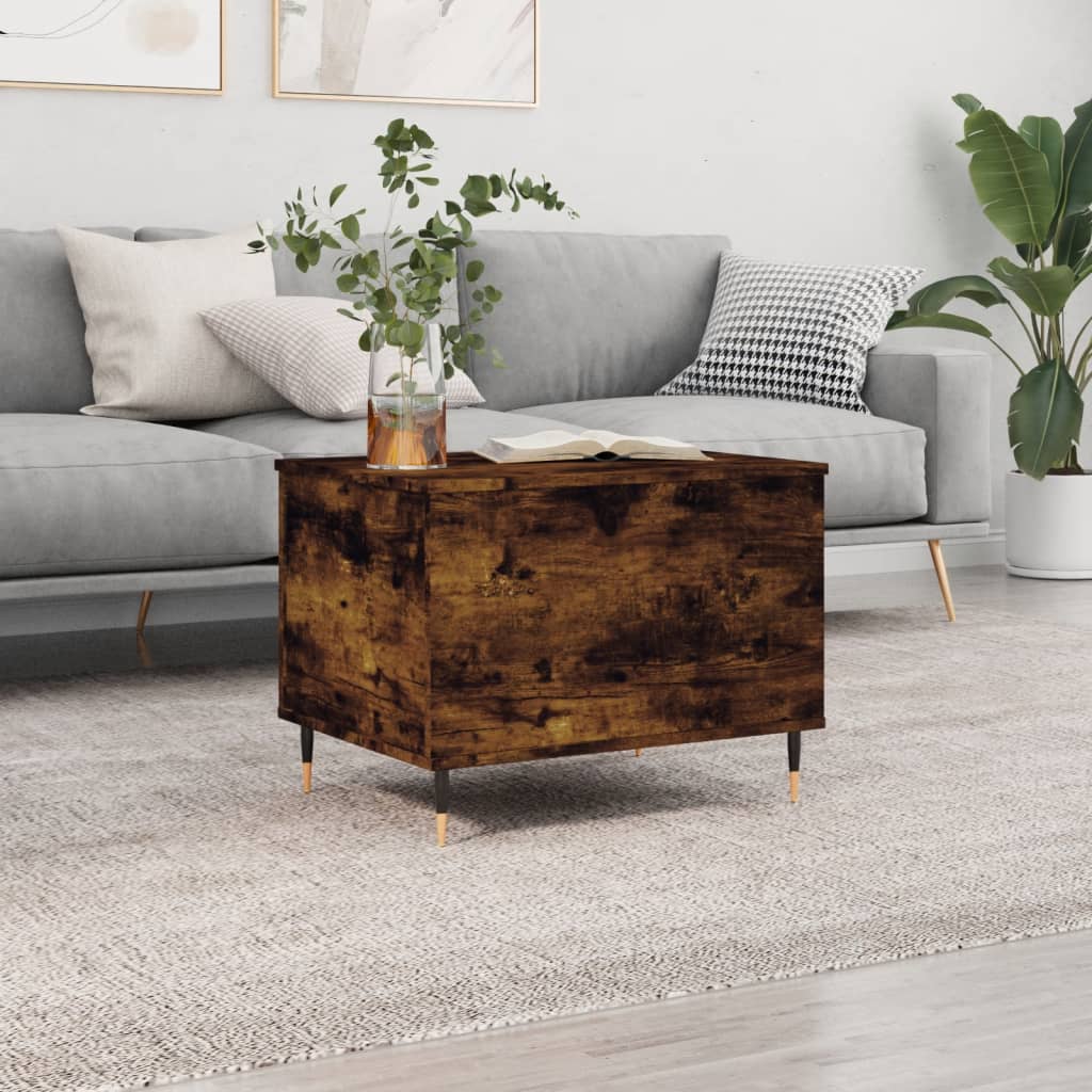 Couchtisch 60x44,5x45 cm verarbeitetes Holz in geräucherter Eichenfarbe