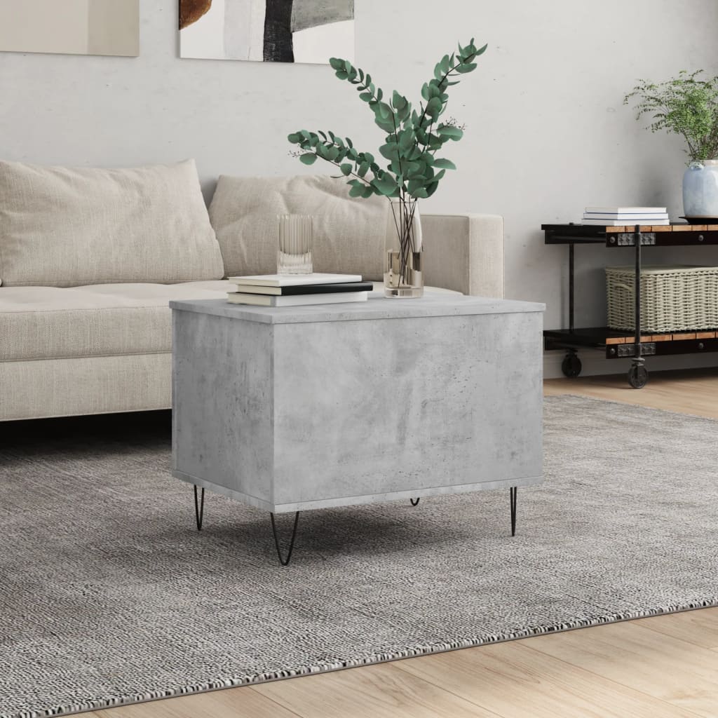 Couchtisch 60x44,5x45 cm verarbeitetes Holz Betongrau