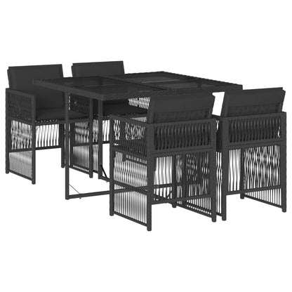 5-teiliges Gartenset mit Kissen Polyrattan schwarz