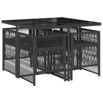 5-teiliges Gartenset mit Kissen Polyrattan schwarz