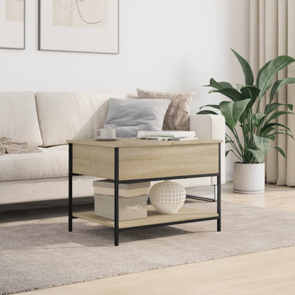 Couchtisch 70x50x50 cm verarbeitetes Holz und Metall Sonoma Eiche Farbe