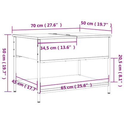 Couchtisch 70x50x50 cm verarbeitetes Holz und Metall Sonoma Eiche Farbe
