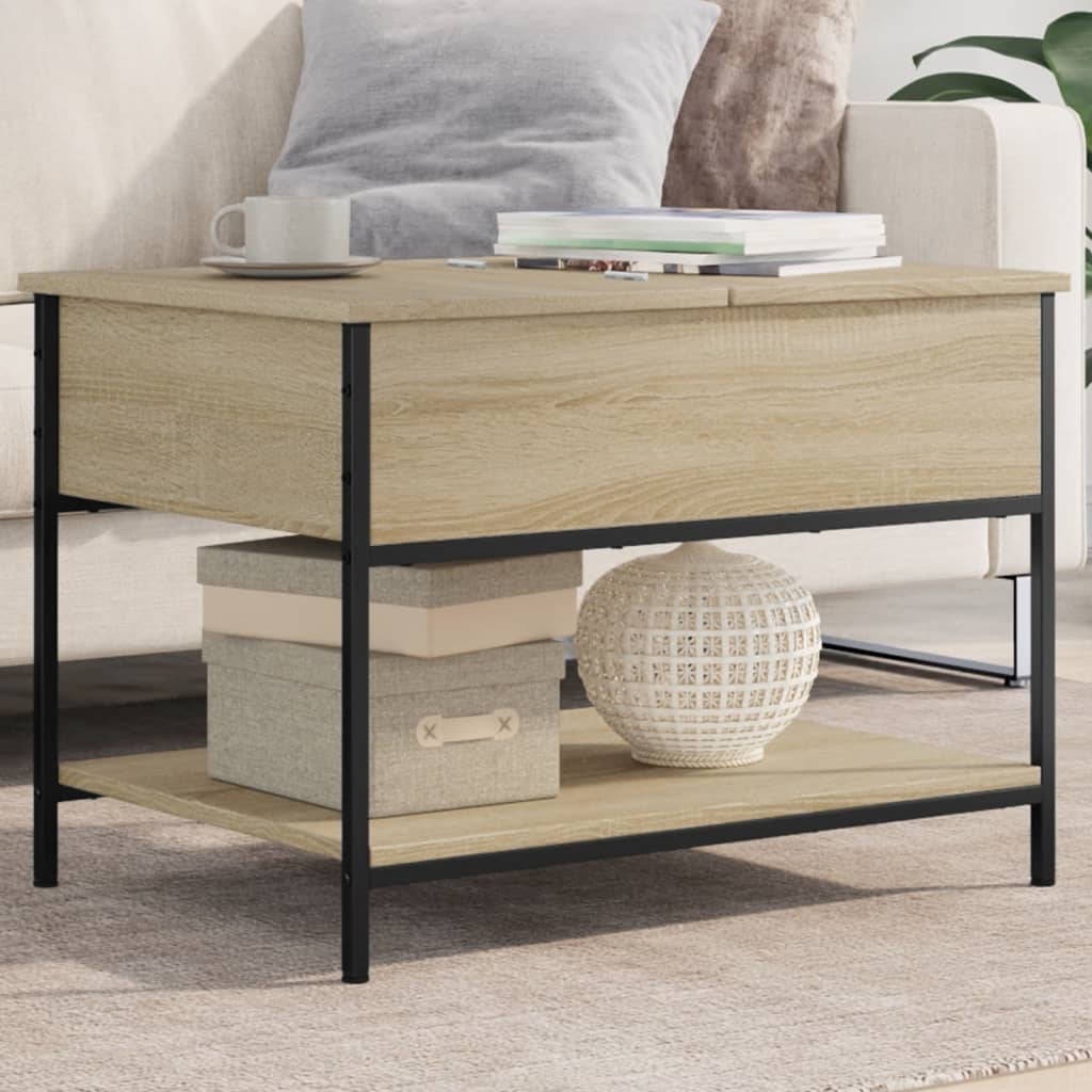 Couchtisch 70x50x50 cm verarbeitetes Holz und Metall Sonoma Eiche Farbe