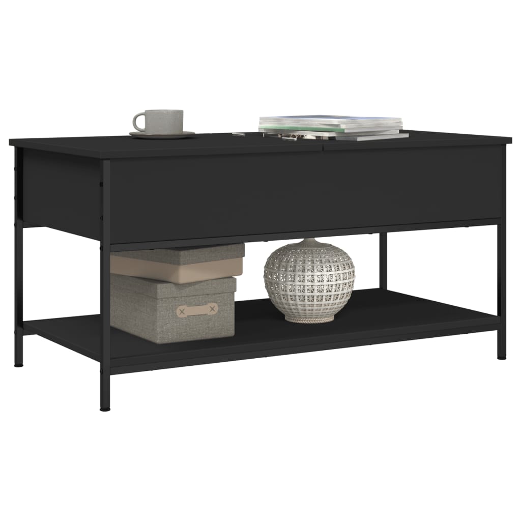 Couchtisch 100x50x50 cm verarbeitetes Holz und Metall schwarz