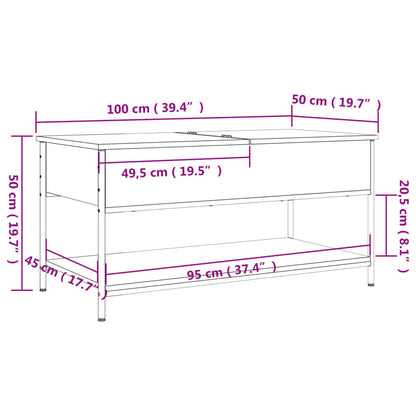 Couchtisch 100x50x50 cm verarbeitetes Holz und Metall schwarz