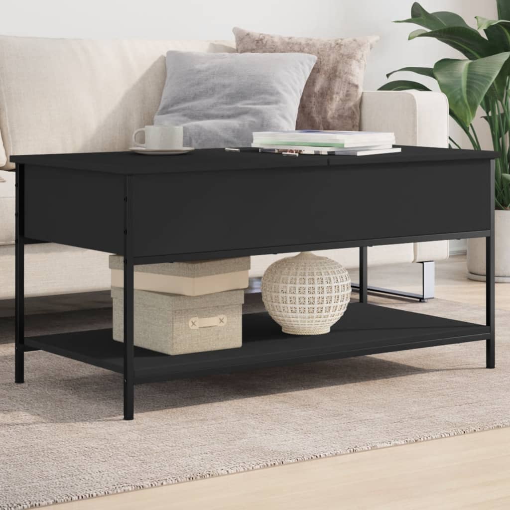 Couchtisch 100x50x50 cm verarbeitetes Holz und Metall schwarz