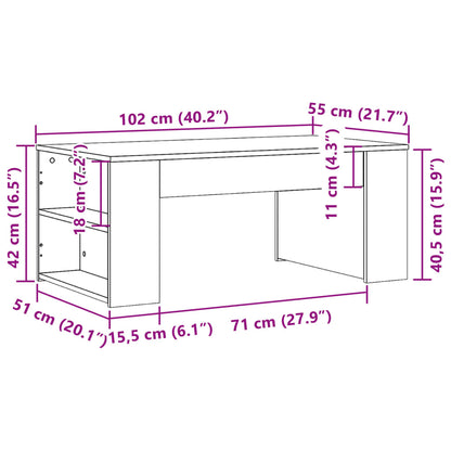 Couchtisch 102x55x42 cm verarbeitetes Holz Beton grau