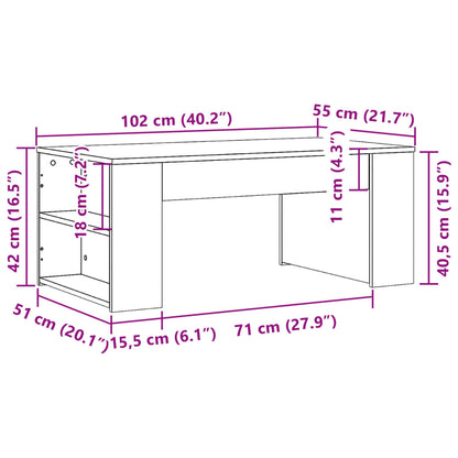 Couchtisch 102x55x42 cm verarbeitetes Holz grau Sonoma Eiche Farbe