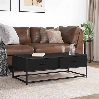 Couchtisch 100x50x35 cm verarbeitetes Holz und Metall schwarz