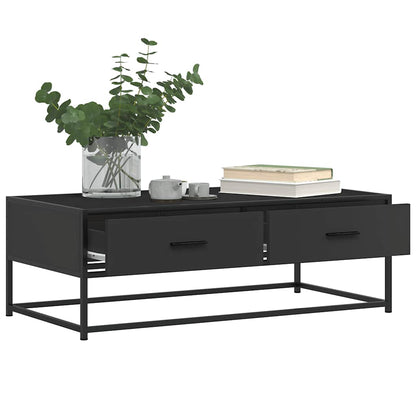 Couchtisch 100x50x35 cm verarbeitetes Holz und Metall schwarz