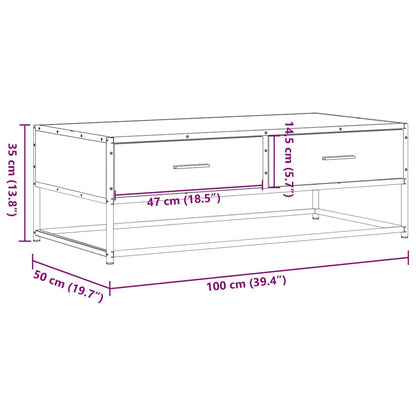 Couchtisch 100x50x35 cm verarbeitetes Holz und Metall schwarz