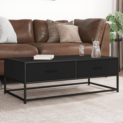 Couchtisch 100x50x35 cm verarbeitetes Holz und Metall schwarz