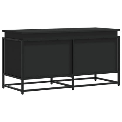 Aufbewahrungsbox mit Deckel 100x40x51,5 cm verarbeitetes Holz schwarz