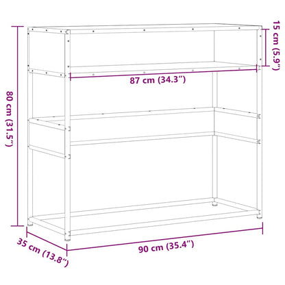 Wandtisch 90x35x80 cm verarbeitetes Holz braune Eichenfarbe