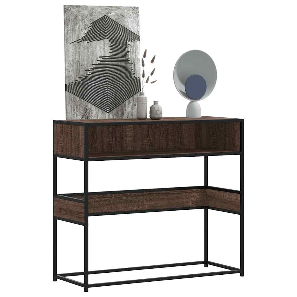 Wandtisch 90x35x80 cm verarbeitetes Holz braune Eichenfarbe