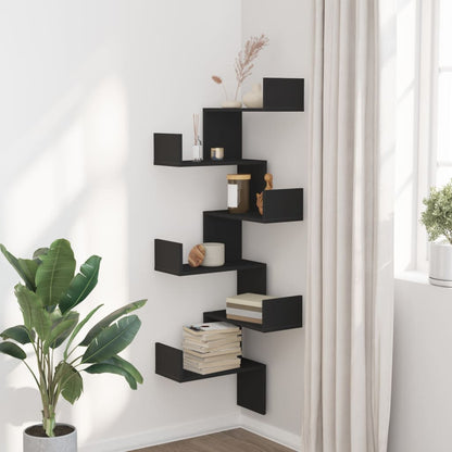 Eckwandregal 45x45x147 cm verarbeitetes Holz schwarz