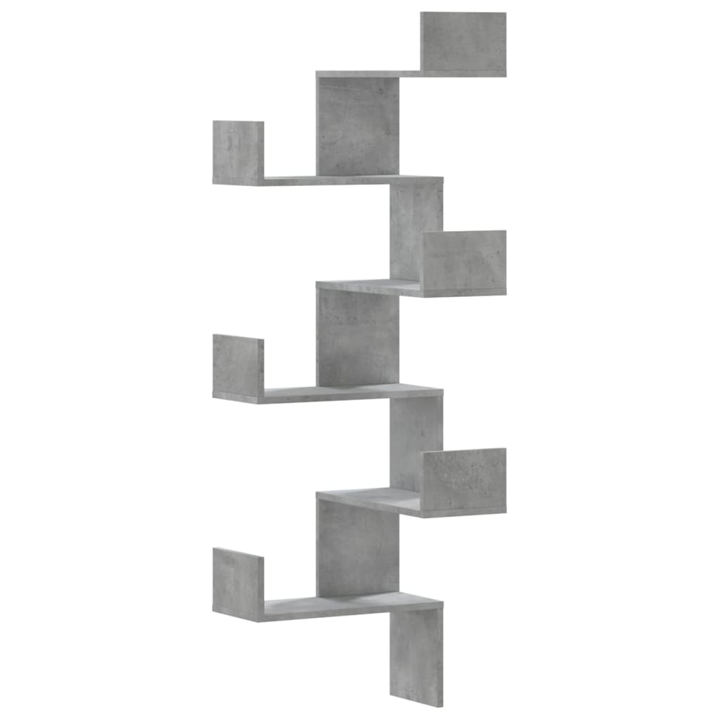 Eckwandregal 45x45x147 cm verarbeitetes Holz betongrau