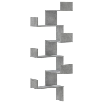 Eckwandregal 45x45x147 cm verarbeitetes Holz betongrau