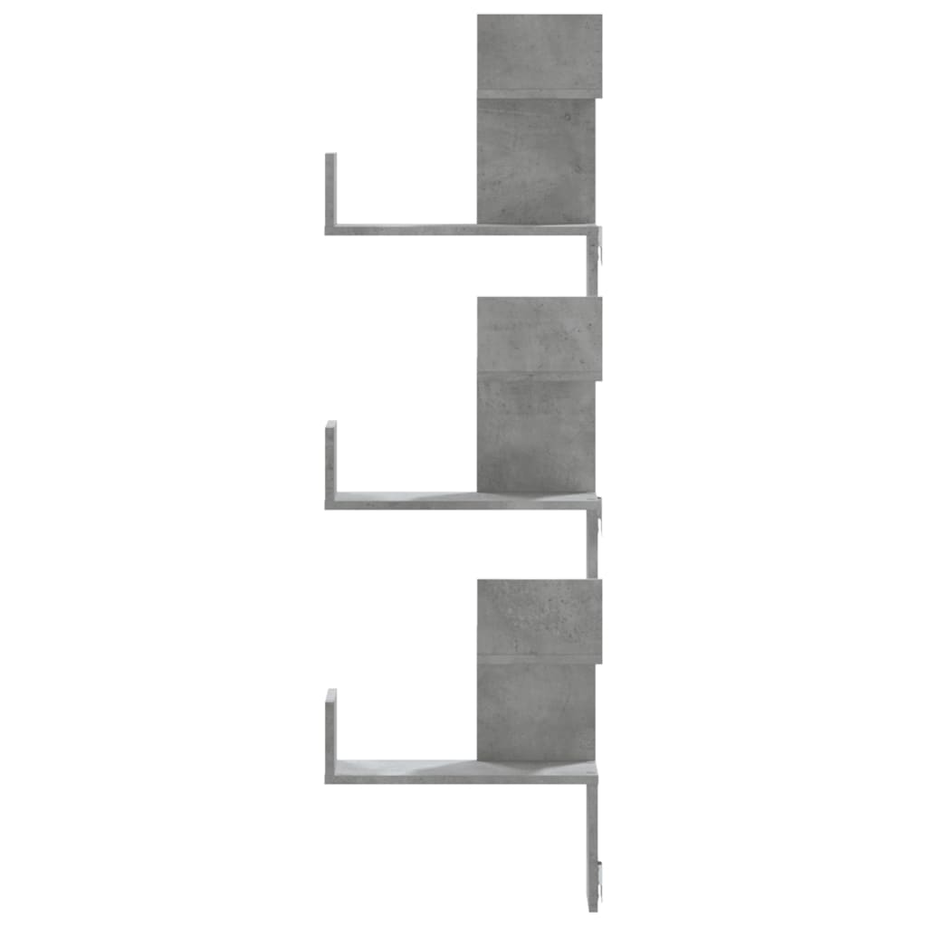 Eckwandregal 45x45x147 cm verarbeitetes Holz betongrau