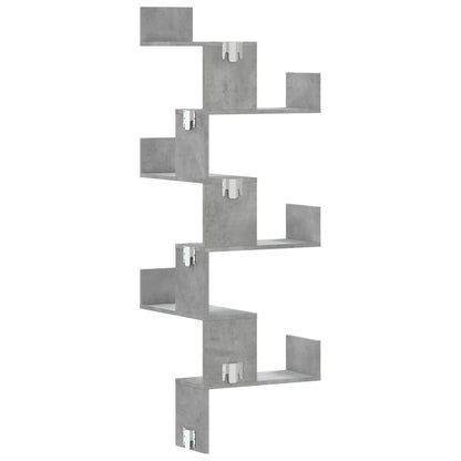 Eckwandregal 45x45x147 cm verarbeitetes Holz betongrau